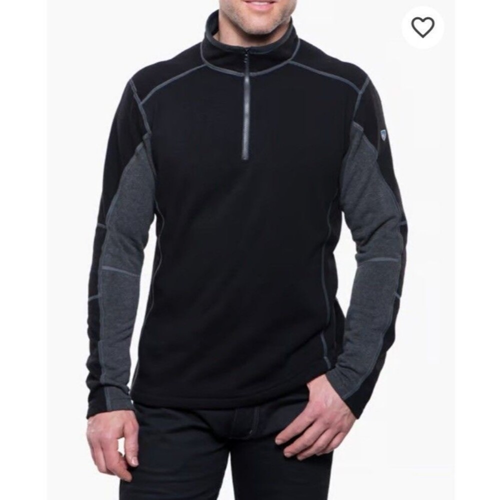 KÜHL Men's Revel 1/4 Zip Fleece Pullover Sweater - Black / Steel - Size 3XL